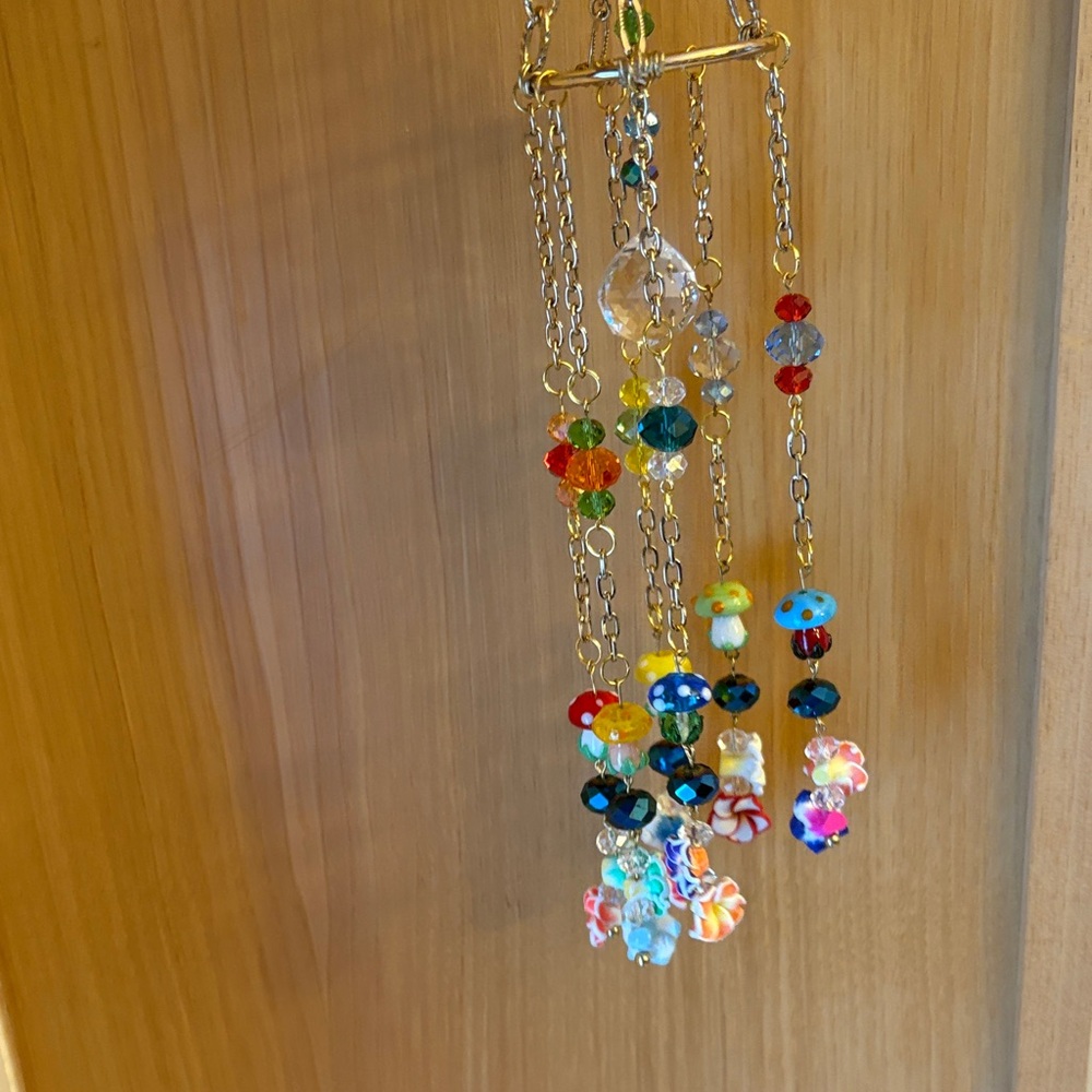 Glass mushroom flower Suncatcher handmade